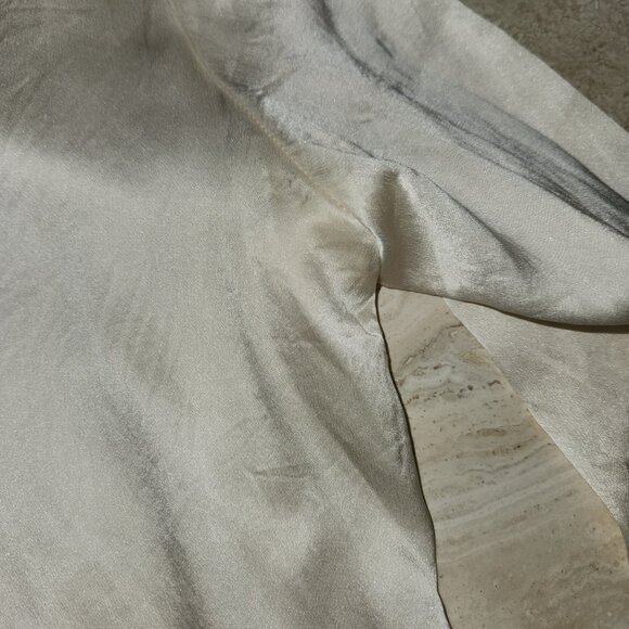 Grace Chemise 100% White silk long sleeve shirt blouse top - Picture 7 of 8